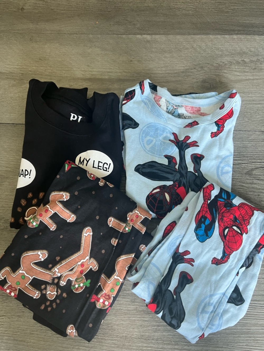 Place Kids Spider-Man Light Blue & Black Pajama Set with Gingerbread Print